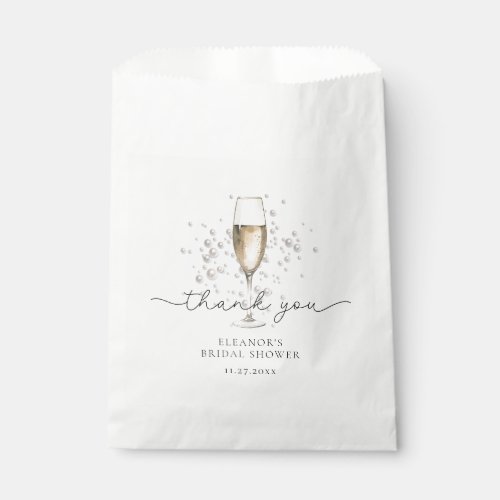 Elegant Pearls  Prosecco Bridal Shower Thank You Favor Bag