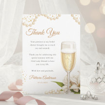 Elegant Pearls & Prosecco Bridal Shower Watercolor