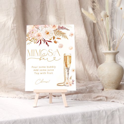 Elegant Pearls  Prosecco Floral Bridal Mimosa Bar Poster