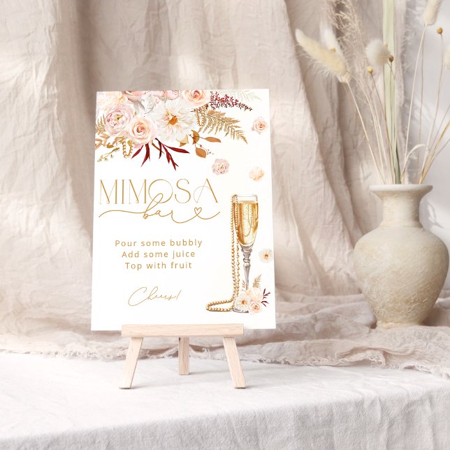 Elegant Pearls & Prosecco Floral Bridal Mimosa Bar Poster (Creator Uploaded)