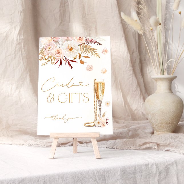 Elegant Pearls & Prosecco Floral Cards and Gifts Poster (Creator Uploaded)