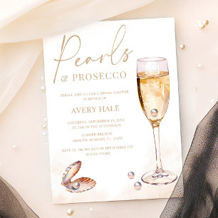 Elegant Pearls & Prosecco Seashell Bridal Shower Invitation