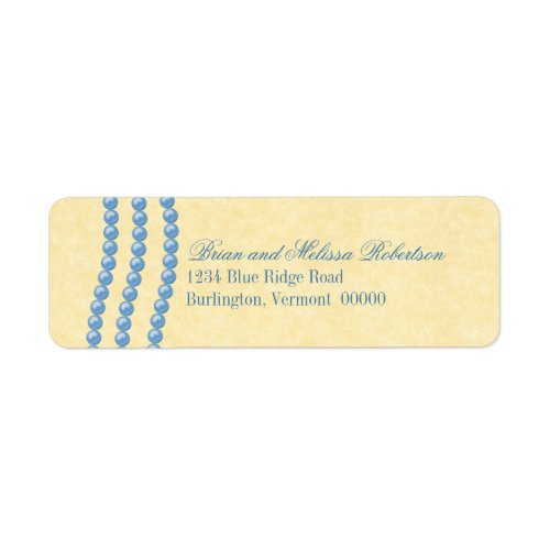 Elegant Pearls Return Address Labels Blue Label