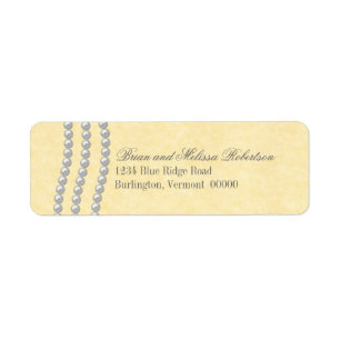 Elegant Pearls Return Address Labels, Ivory Label
