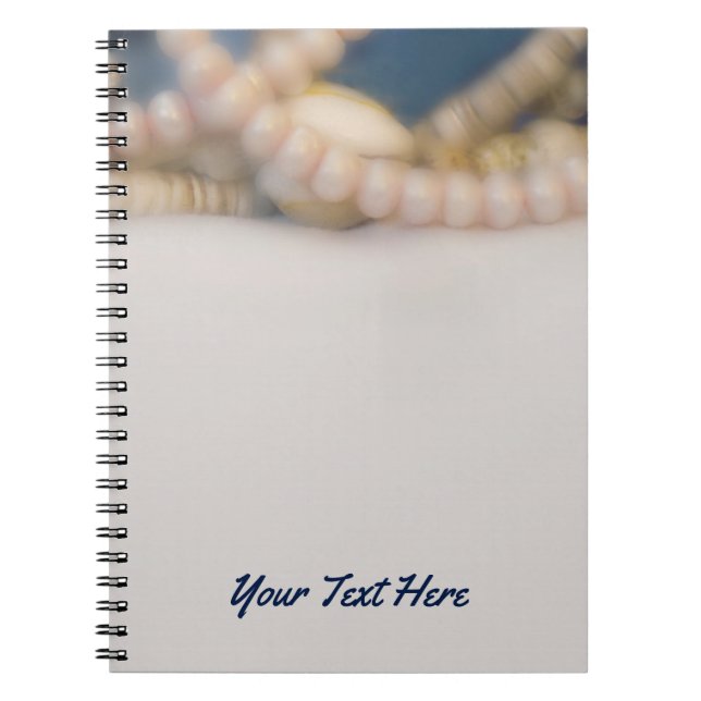 Elegant Pearls & Sea Shells Beach Personalized Notebook (Front)