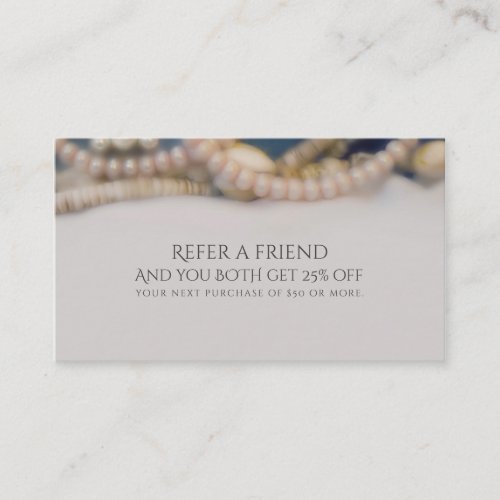 Elegant Pearls  Sea Shells Beach Refer a Friend Referral Card