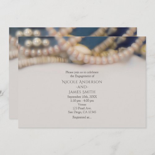 Elegant Pearls  Sea Shells Beach Wedding Invitation