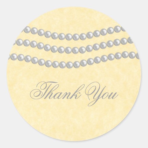 Elegant Pearls Thank You Stickers Ivory Classic Round Sticker