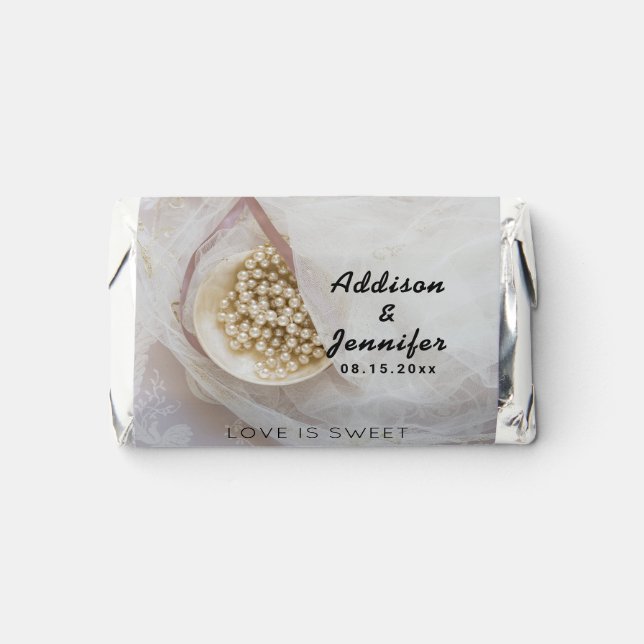 Elegant PEARLS Wedding chocolate favors (Front)