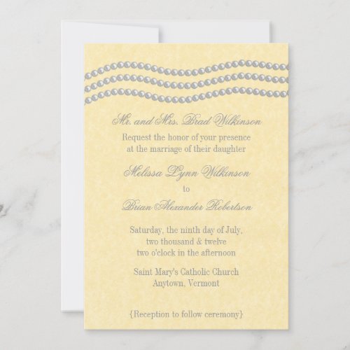 Elegant Pearls Wedding Invitation Ivory Invitation