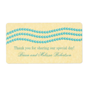 Elegant Pearls Wedding Labels, Aqua Label