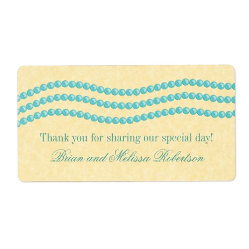 Elegant Pearls Wedding Labels Aqua Label