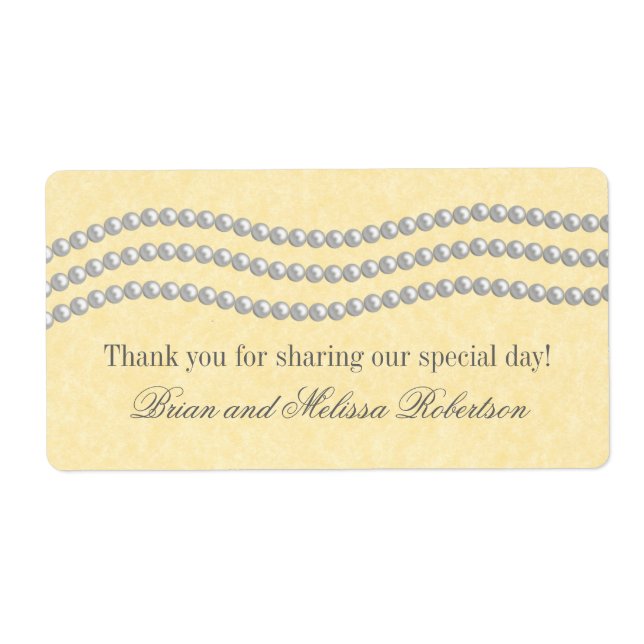 Elegant Pearls Wedding Labels, Ivory Label (Front)