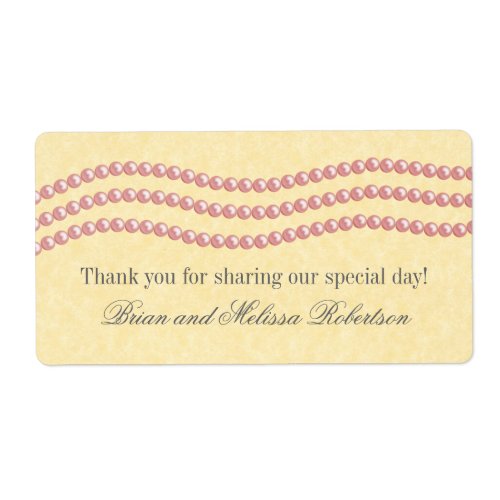 Elegant Pearls Wedding Labels Light Pink Label