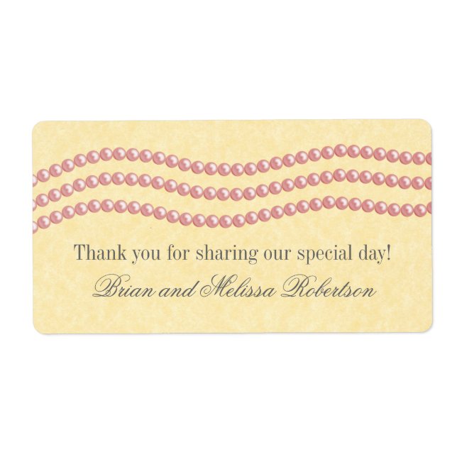 Elegant Pearls Wedding Labels, Light Pink Label (Front)