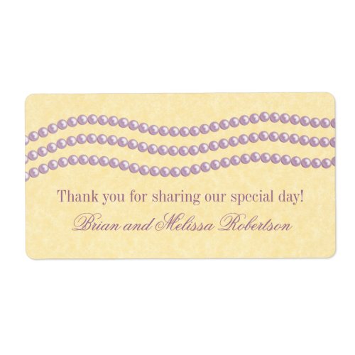 Elegant Pearls Wedding Labels Lilac Label