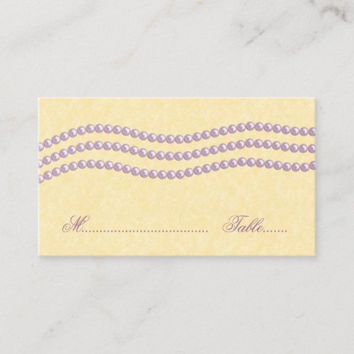 Elegant Pearls Wedding Place Card Lavender Place Card
