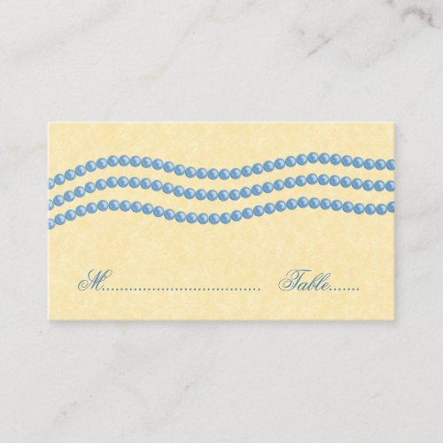 Elegant Pearls Wedding Place Card Light Blue Place Card