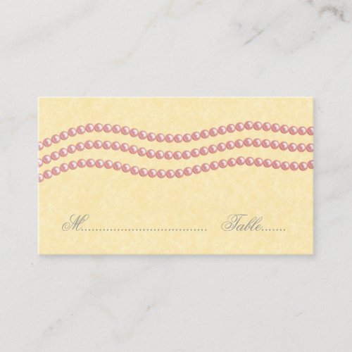 Elegant Pearls Wedding Place Card Light Pink Place Card