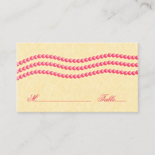 Elegant Pearls Wedding Place Card Magenta Place Card