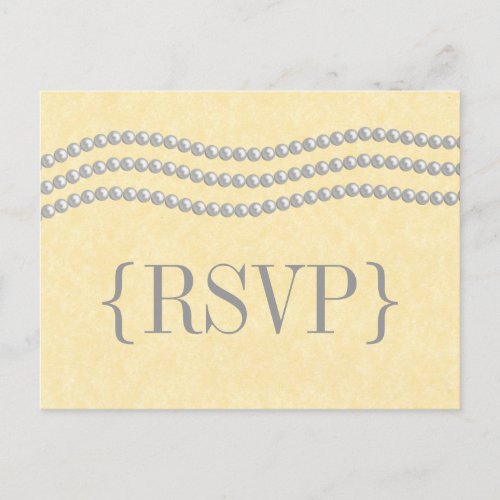 Elegant Pearls Wedding RSVP Postcard Ivory Invitation Postcard