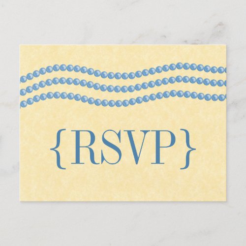Elegant Pearls Wedding RSVP Postcard Light Blue Invitation Postcard