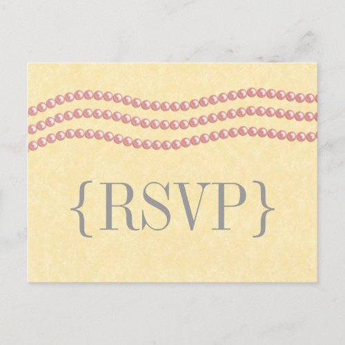 Elegant Pearls Wedding RSVP Postcard Light Pink Invitation Postcard