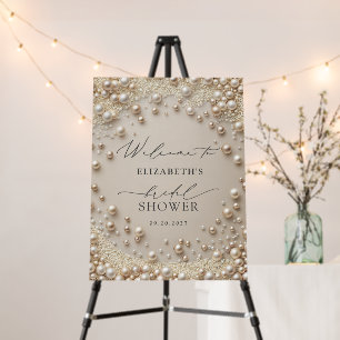 Elegant Pearls with Diamonds Bridal Shower Welcome Foam Board