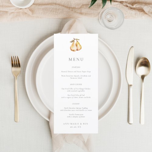 Elegant Pears Wedding Menu