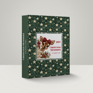 Elegant Peeking Reindeer Funny Cartoon Memory 3 Ring Binder