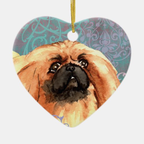 Elegant Pekingese Ceramic Ornament