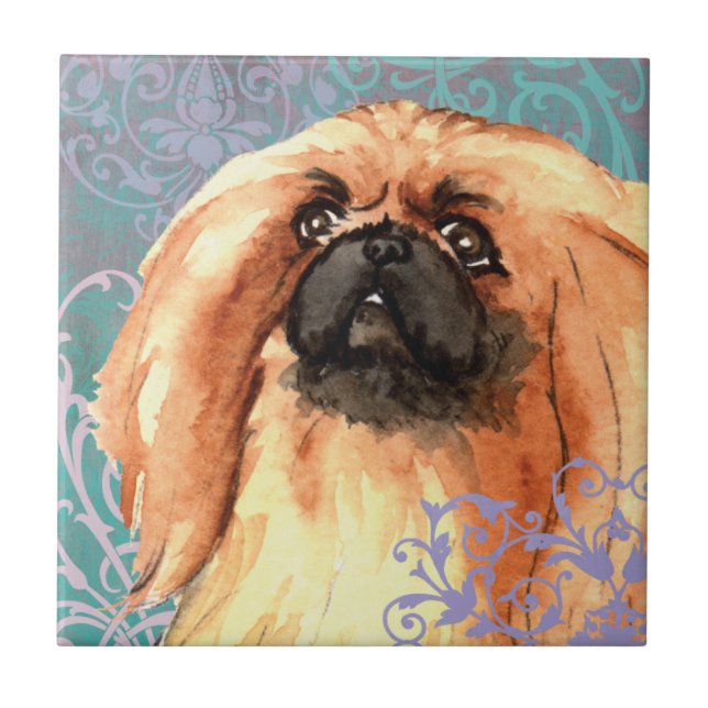 Elegant Pekingese Ceramic Tile (Front)