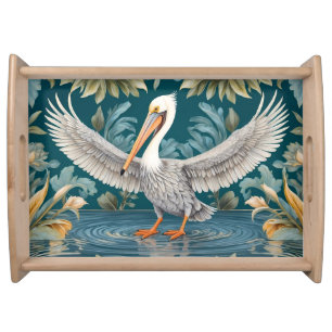 Elegant Pelican Bird Tropical Paradise Serving Tray