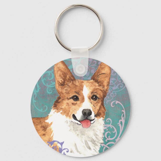 Elegant Pembroke Welsh Corgi Keychain (Front)