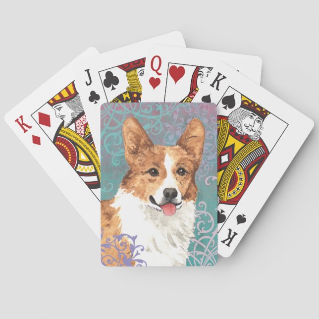 Elegant Pembroke Welsh Corgi Poker Cards (Back)