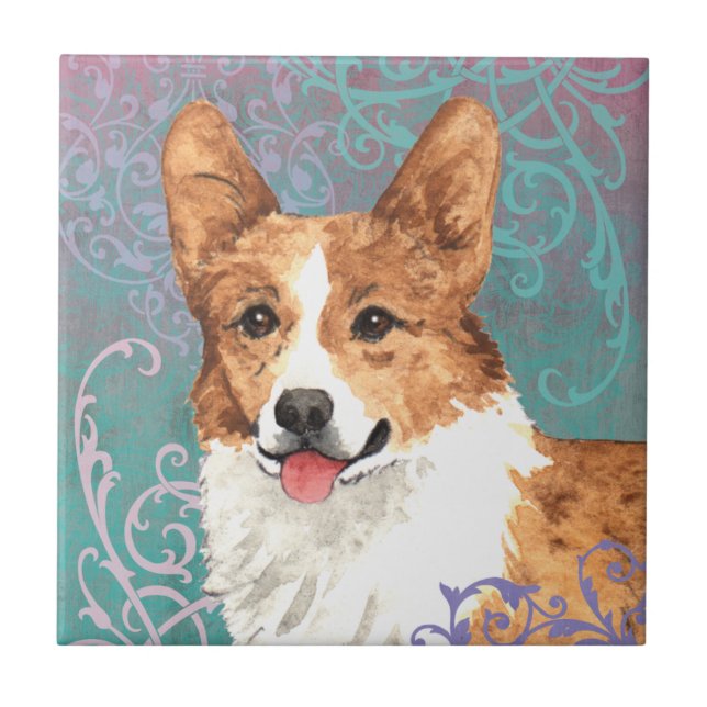 Elegant Pembroke Welsh Corgi Tile (Front)