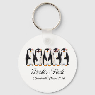 Elegant Penguin Bride's Flock Bachelorette Keychain