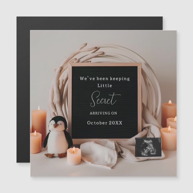 Elegant Penguin Pregnancy Announcement keepsake  (Front/Back)