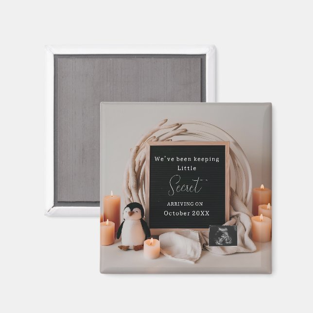 Elegant Penguin Pregnancy Announcement keepsake  Magnet (Front/Back)