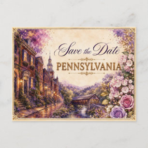 Elegant Pennsylvania Save the Date Wedding Invite