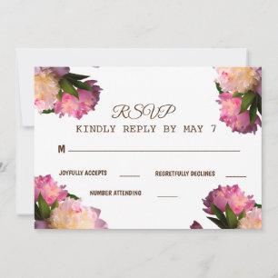 Elegant Penoy flowers Wedding RSVP Invitation