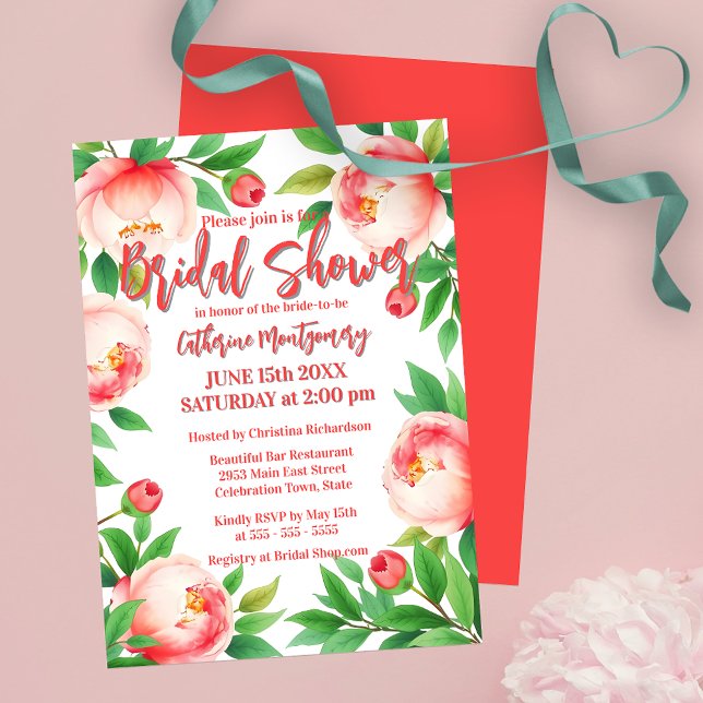 Elegant Peonies and Greenery Bridal Shower  Invitation (Creator Uploaded)