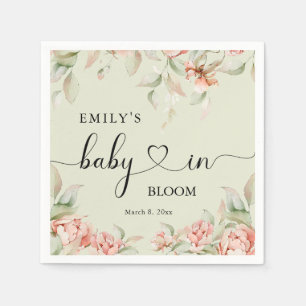 Elegant peonies floral Baby in Bloom Baby Shower Napkins