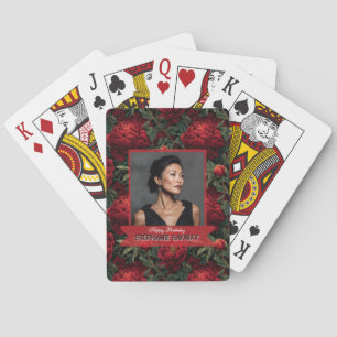 Elegant Peonies Flower Themed Birthday Party Poker Cards