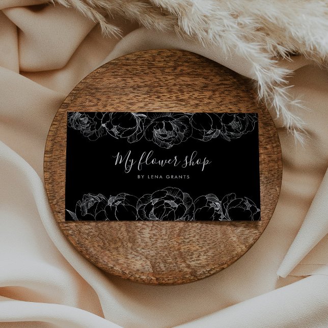 Elegant peonies flowers chic florist business card (Creator Uploaded)