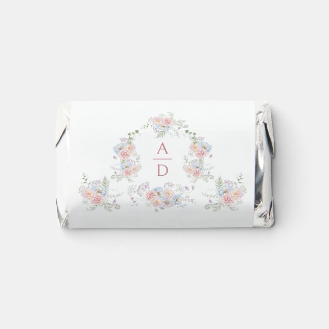 Elegant Peonies Frame Wedding Monograms Hershey's Miniatures (Front)