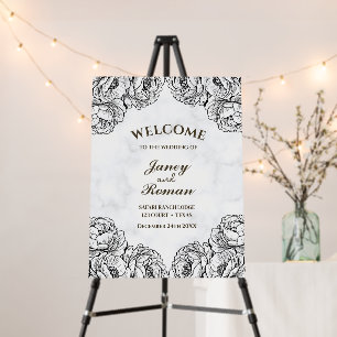 Elegant Peonies Modern and Minimalistic Wedding Foam Board