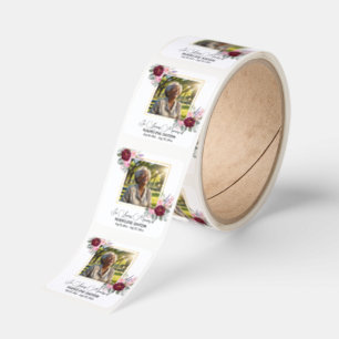 Elegant Peonies Photo Funeral Square Sticker