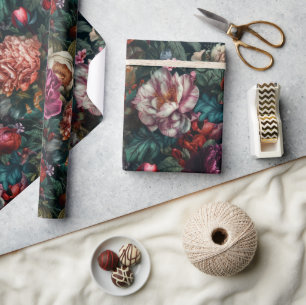Elegant Peonies Roses Floral Wrapping Paper