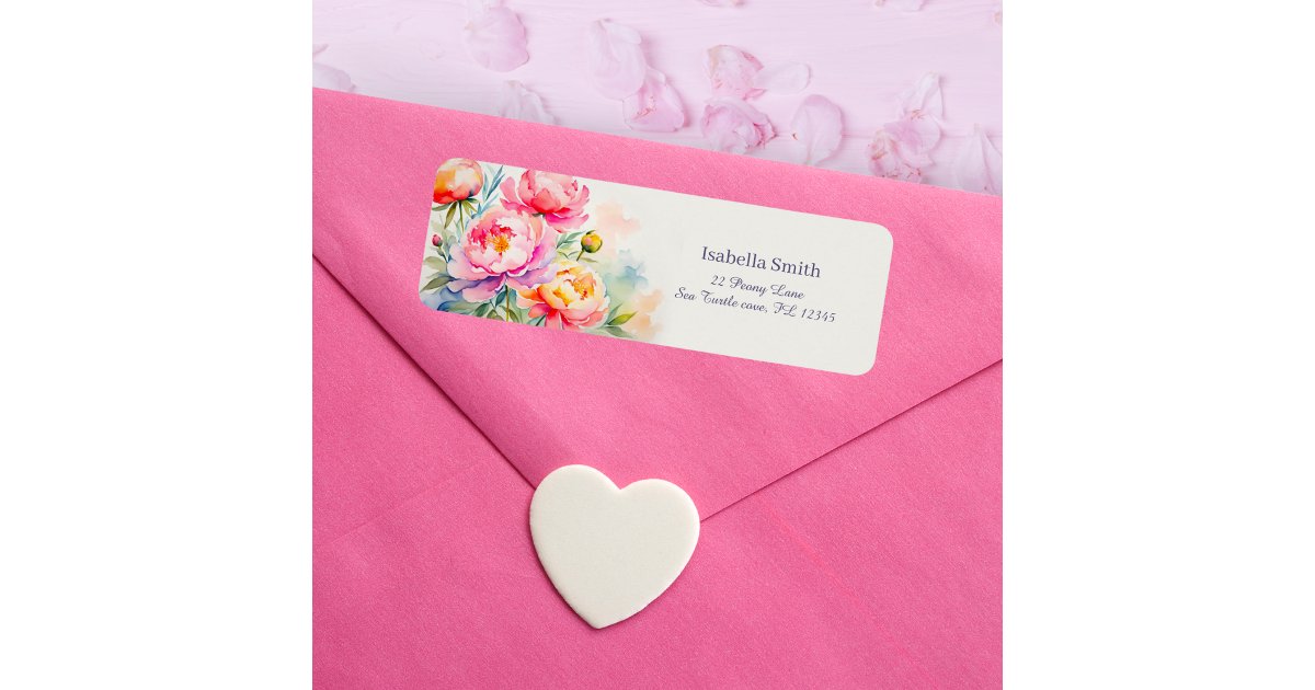 Elegant Peonies Watercolor Floral Return Address Label | Zazzle